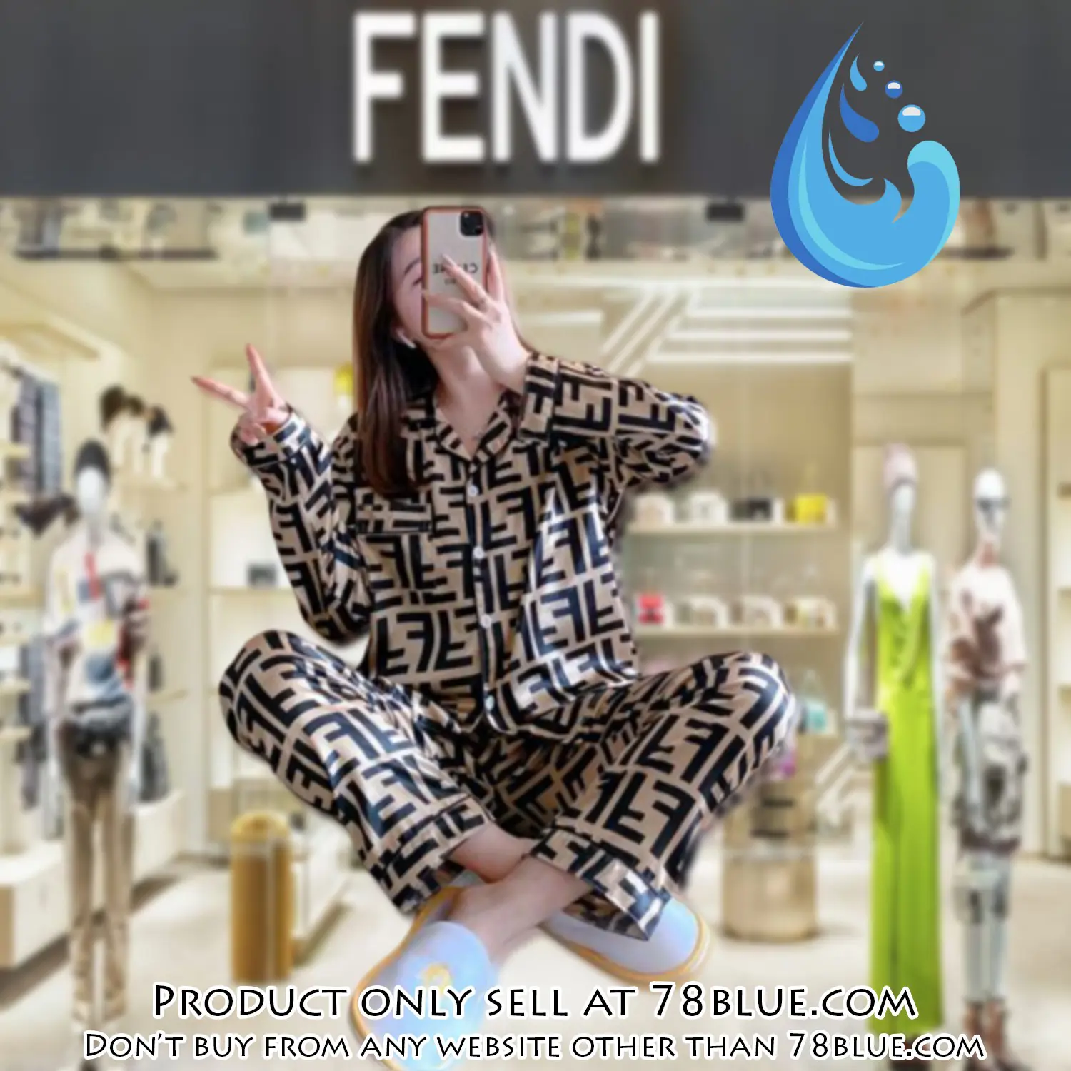 Trending luxury fashion fendi satin pajama set pjs1046 78b2037374